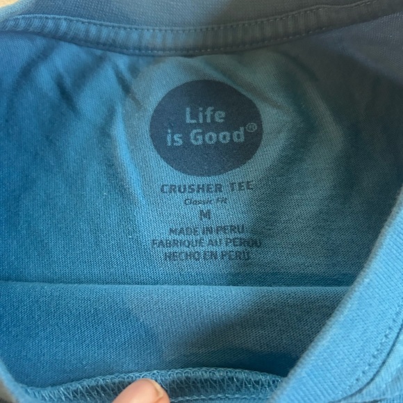 Life is Good Amigo Dog Crusher tee sz Medium Blue Unisex Cotton Peru - Picture 4 of 10